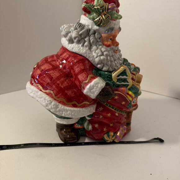 FITZ & FLOYD Saint Nicholas Christmas holiday ceramic cookie jar 10 in - Picture 8 of 8